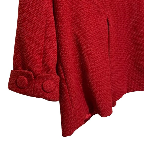 Retro Double Breasted Womens Big Button Jacket Coat M Red Bold Color Preppy Wool - Picture 7 of 11